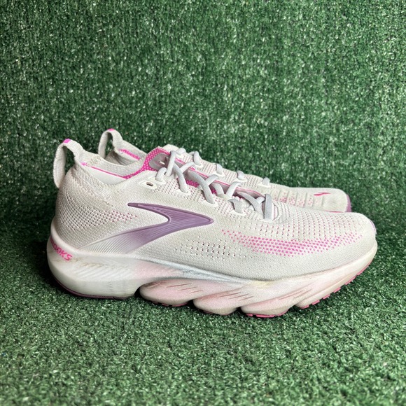 Brooks Shoes - Brooks Glycerin Flex DNA Tuned Cushion Road Running Shoes White Pink Womens 8.5B